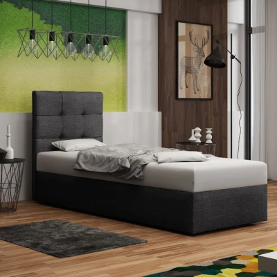 Čalúnená posteľ s úložným priestorom DELILAH 2 - 90x200, pravá, šedá