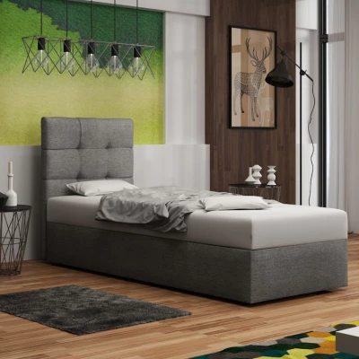 Čalúnená posteľ s úložným priestorom DELILAH 2 COMFORT - 90x200, pravá, svetlo šedá