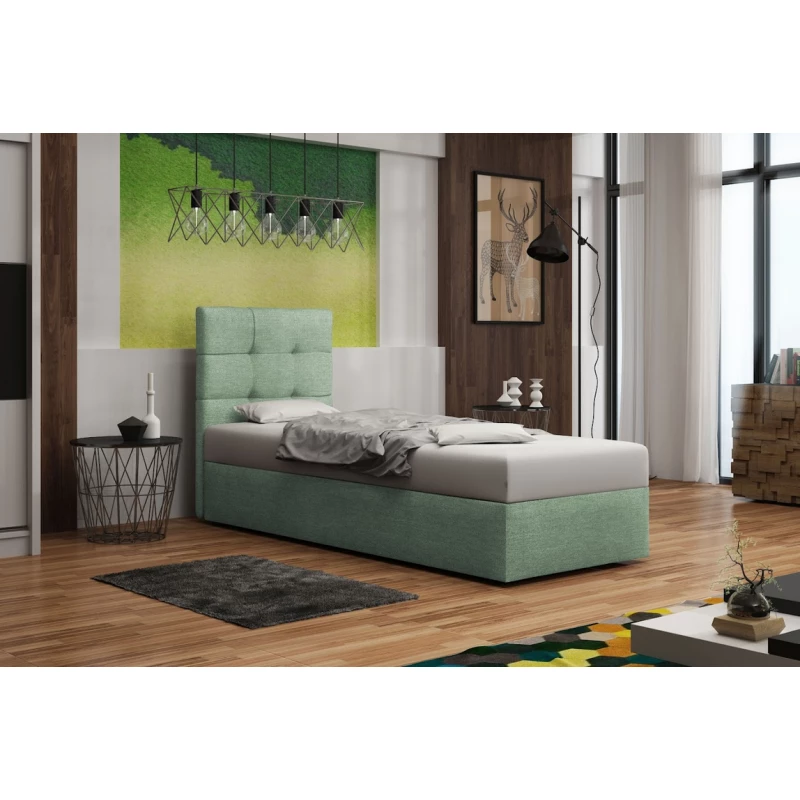 Čalúnená posteľ s úložným priestorom DELILAH 2 COMFORT - 80x200, pravá, svetlo zelená