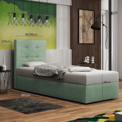 Čalúnená posteľ s úložným priestorom DELILAH 2 - 90x200, pravá, svetlo hnedá