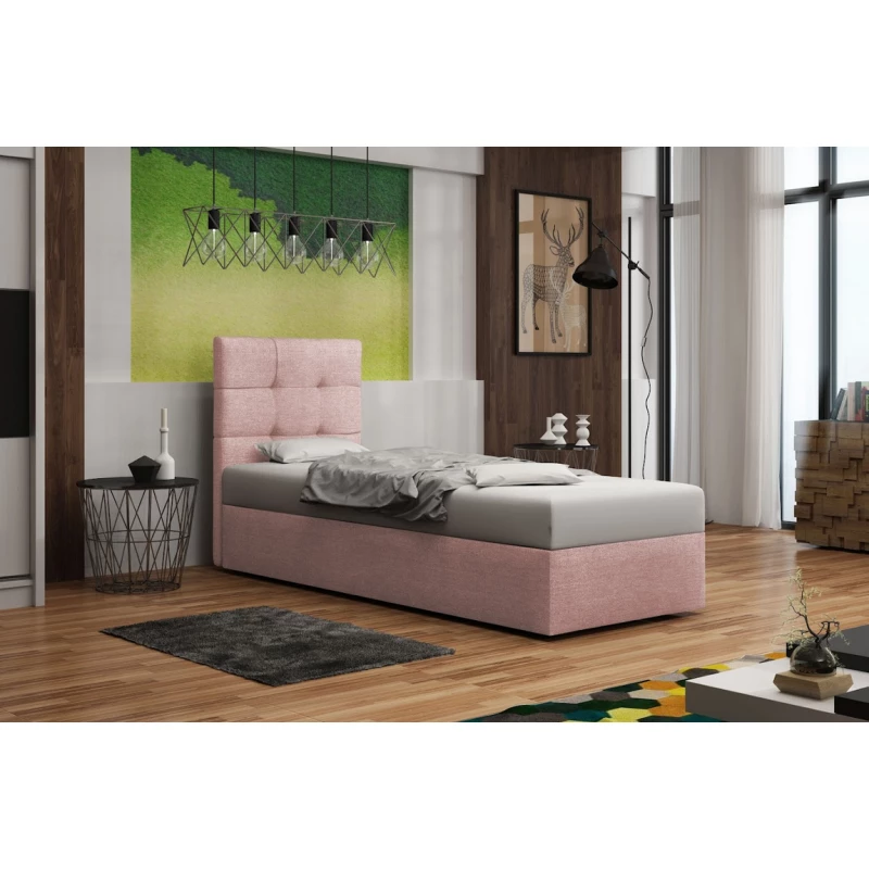 Čalúnená posteľ s úložným priestorom DELILAH 2 - 90x200, pravá, ružová