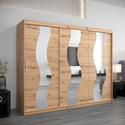 Skriňa s posuvnými dverami HEDVIKA - šírka 250 cm, dub artisan