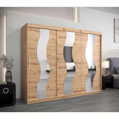 Skriňa s posuvnými dverami HEDVIKA - šírka 250 cm, dub artisan