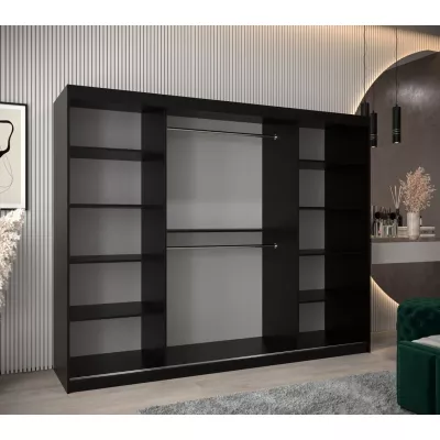 Skriňa s posuvnými dverami HEDVIKA - šírka 250 cm, čierna / biela