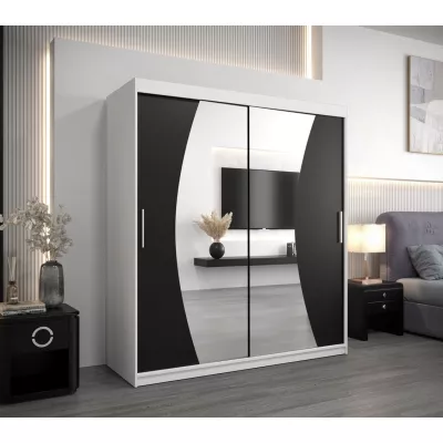 Skriňa s posuvnými dverami IZABELA - 180 cm, biela / čierna
