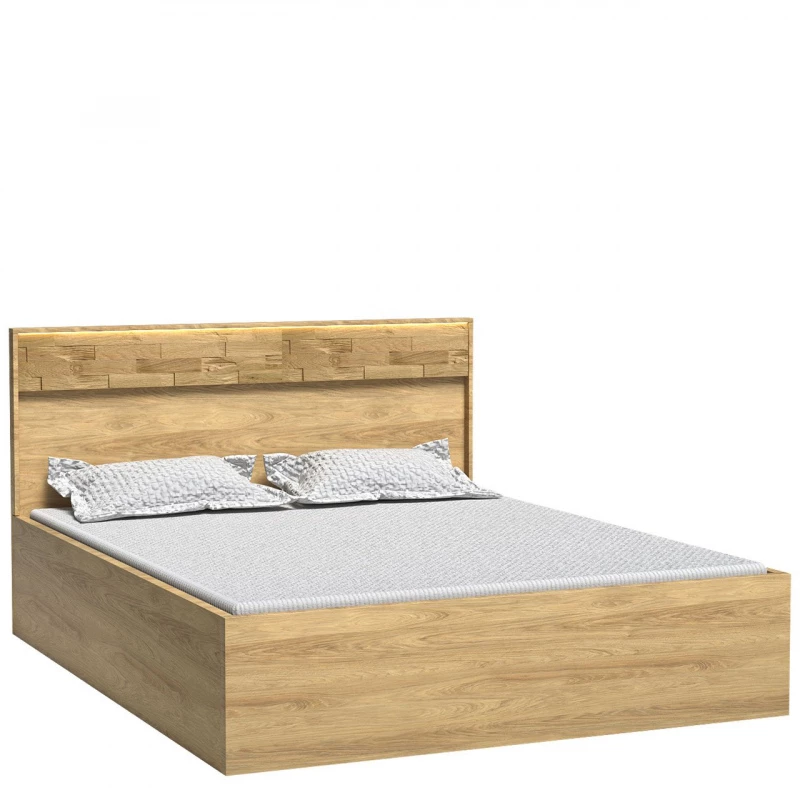 Manželská posteľ GINETTE - 160x200, orech hikora / dub