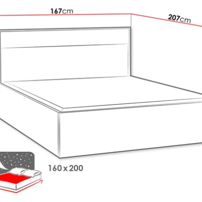 Manželská posteľ GINETTE - 160x200, orech hikora
