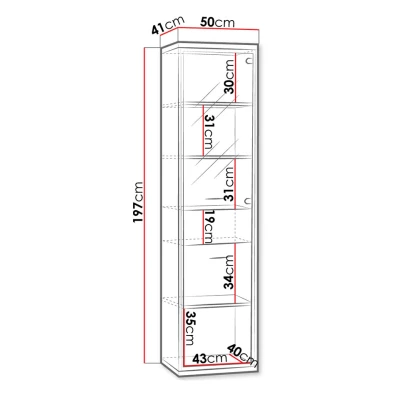 Úzka vitrína GINETTE - orech hikora / dub