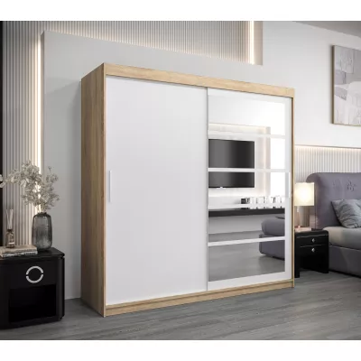 Šatníková skriňa DENISA - šírka 200 cm, dub sonoma / biela