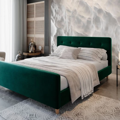 Manželská čalúnená posteľ NESSIE - 180x200, zelená