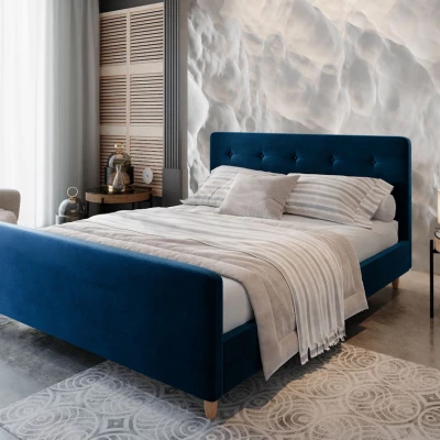 Manželská čalúnená posteľ NESSIE - 140x200, modrá