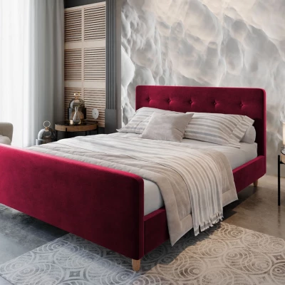 Manželská čalúnená posteľ NESSIE - 160x200, červená