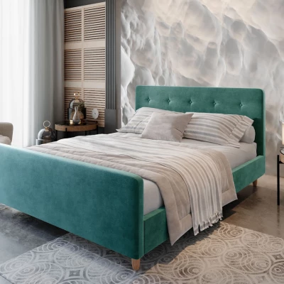 Manželská posteľ s úložným priestorom NESSIE - 180x200, tyrkysová