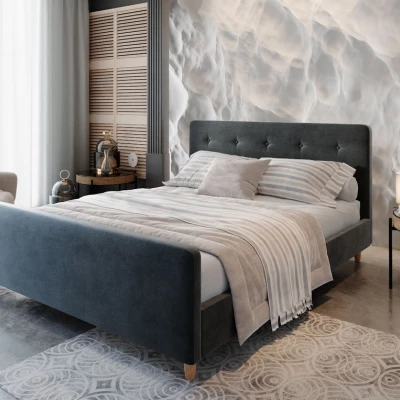 Manželská posteľ s úložným priestorom NESSIE - 140x200, tmavo šedá