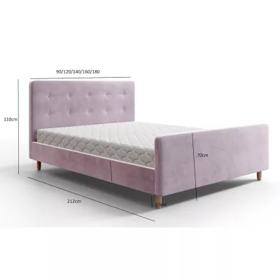 Jednolôžková čalúnená posteľ NESSIE - 90x200, svetlo šedá