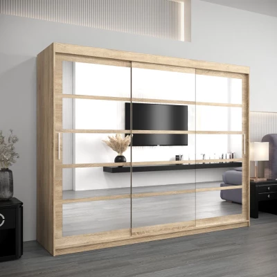 Skriňa s posuvnými dverami LEONA - šírka 250 cm, dub sonoma