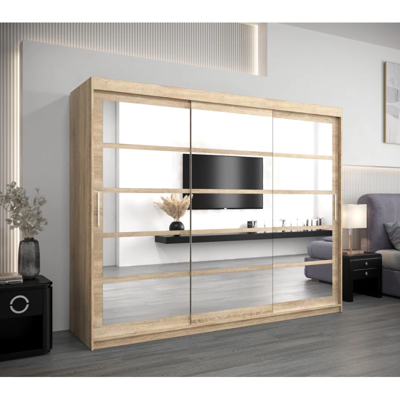 Skriňa s posuvnými dverami LEONA - šírka 250 cm, dub sonoma