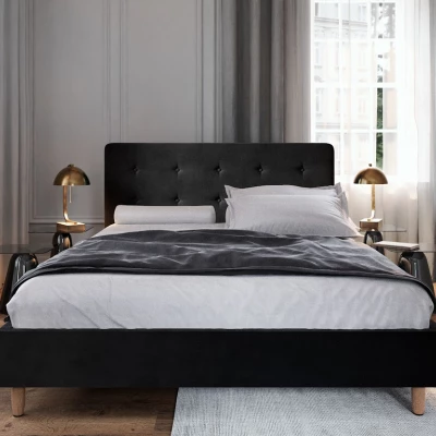 Čalúnená manželská posteľ NOOR - 160x200, čierna