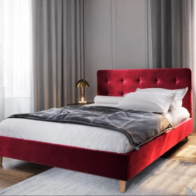 Čalúnená manželská posteľ NOOR - 160x200, červená