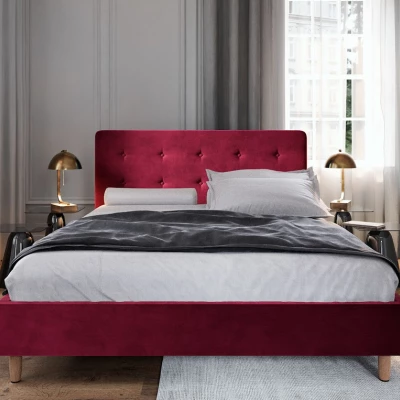 Čalúnená manželská posteľ NOOR - 180x200, červená