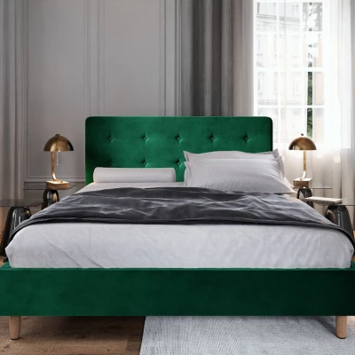 Manželská posteľ s úložným priestorom NOOR - 140x200, zelená