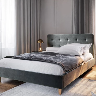 Čalúnená manželská posteľ NOOR - 160x200, tmavo šedá