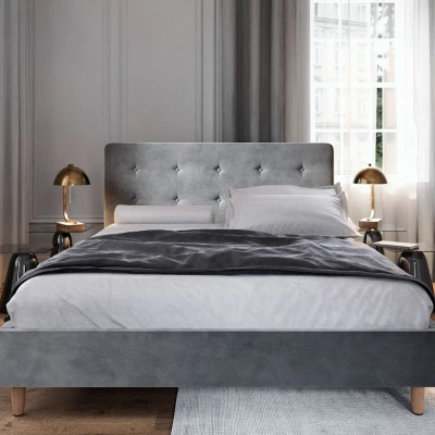 Čalúnená manželská posteľ NOOR - 160x200, svetlo šedá