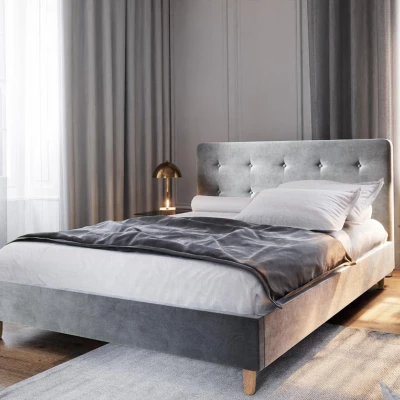 Čalúnená manželská posteľ NOOR - 160x200, svetlo šedá