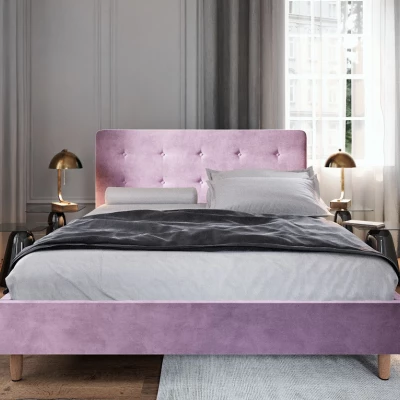 Čalúnená manželská posteľ NOOR - 140x200, ružová