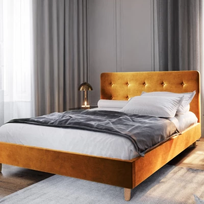 Manželská posteľ s úložným priestorom NOOR - 160x200, horčicová
