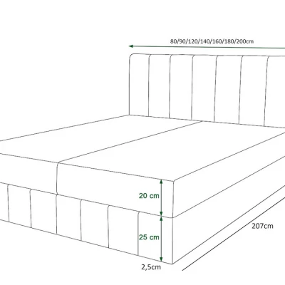 Boxspringová posteľ s úložným priestorom MADLEN COMFORT - 180x200, popolavá