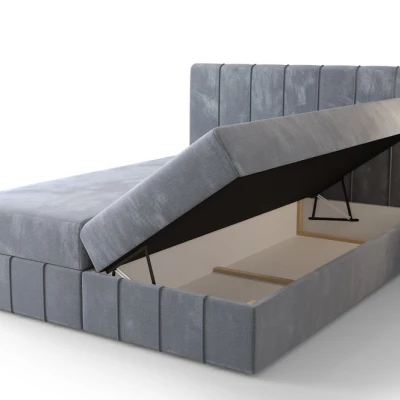 Boxspringová posteľ s úložným priestorom MADLEN - 200x200, popolavá