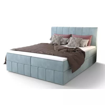 Boxspringová posteľ s úložným priestorom MADLEN COMFORT - 200x200, svetlo modrá