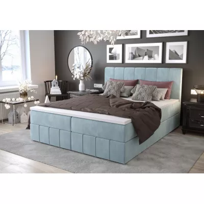 Boxspringová posteľ s úložným priestorom MADLEN COMFORT - 160x200, svetlo modrá