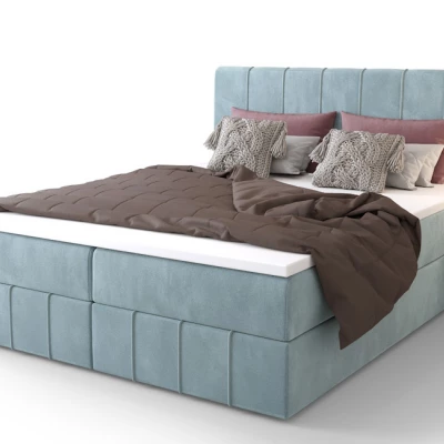 Boxspringová posteľ s úložným priestorom MADLEN COMFORT - 140x200, svetlo modrá