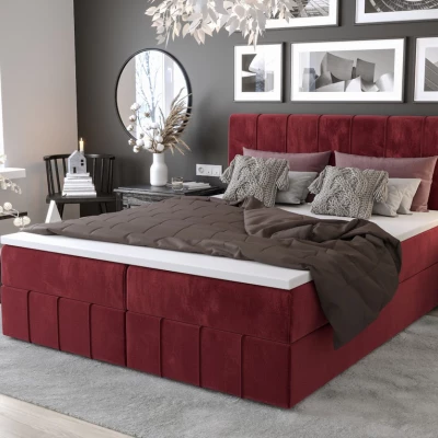 Boxspringová posteľ s úložným priestorom MADLEN COMFORT - 140x200, červená