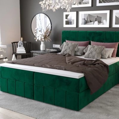 Boxspringová posteľ s úložným priestorom MADLEN COMFORT - 140x200, zelená