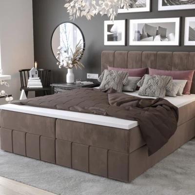 Boxspringová posteľ s úložným priestorom MADLEN COMFORT - 180x200, mliečna čokoláda