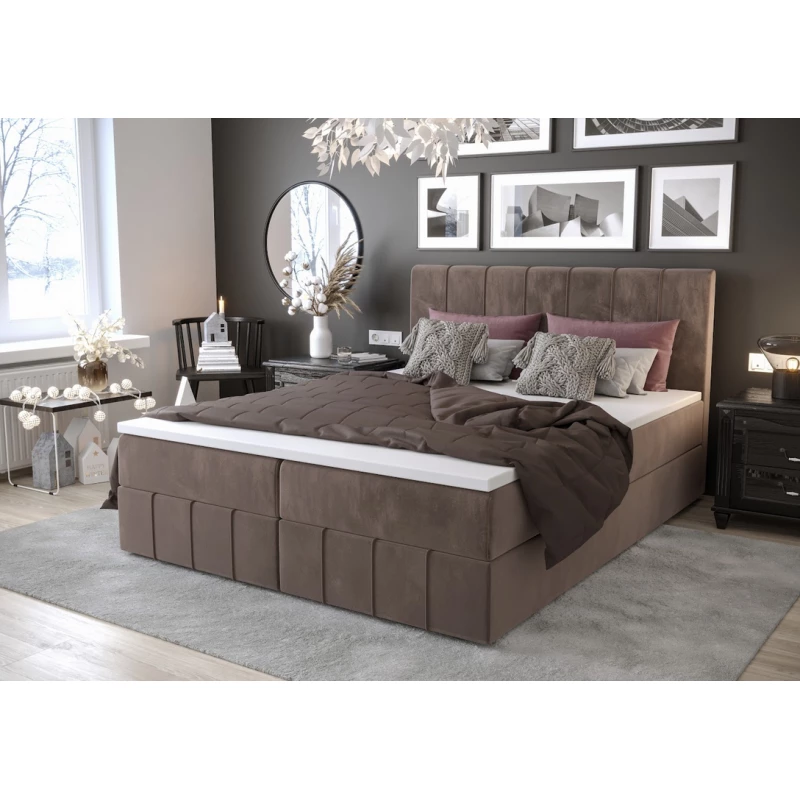 Boxspringová posteľ s úložným priestorom MADLEN COMFORT - 180x200, mliečna čokoláda