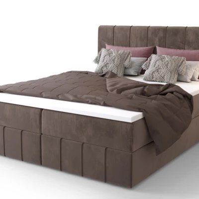 Boxspringová posteľ s úložným priestorom MADLEN COMFORT - 160x200, mliečna čokoláda