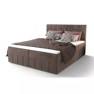 Boxspringová posteľ s úložným priestorom MADLEN COMFORT - 140x200, mliečna čokoláda