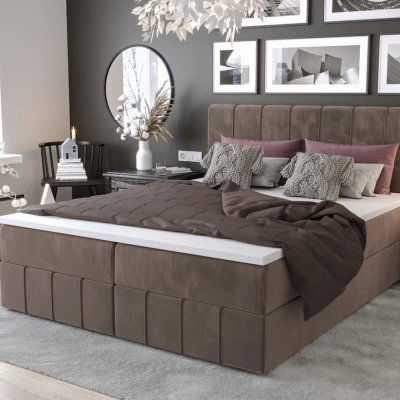 Boxspringová posteľ s úložným priestorom MADLEN - 120x200, mliečna čokoláda