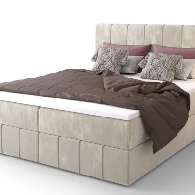 Boxspringová posteľ s úložným priestorom MADLEN COMFORT - 200x200, béžová