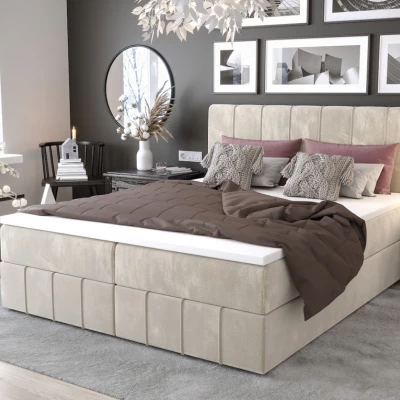 Boxspringová posteľ s úložným priestorom MADLEN COMFORT - 200x200, béžová