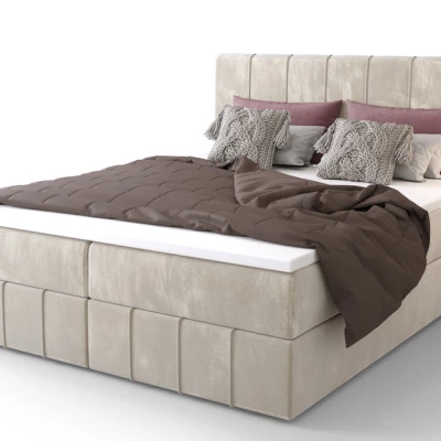 Boxspringová posteľ s úložným priestorom MADLEN COMFORT - 160x200, béžová