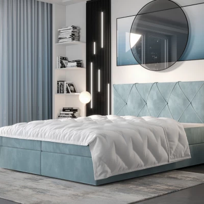 Hotelová posteľ s úložným priestorom LILIEN - 200x200, svetlo modrá