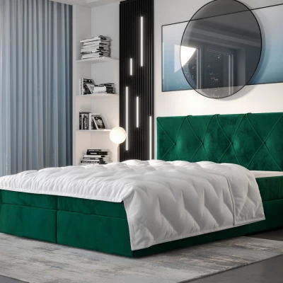 Hotelová posteľ s úložným priestorom LILIEN - 200x200, zelená
