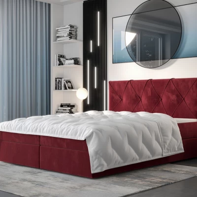 Hotelová posteľ s úložným priestorom LILIEN - 200x200, červená