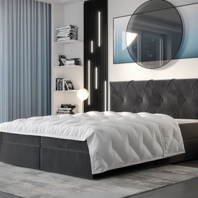 Hotelová posteľ s úložným priestorom LILIEN - 200x200, popolavá