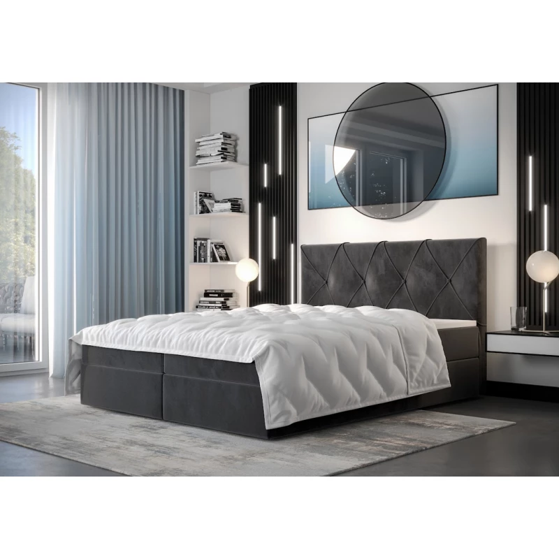 Hotelová posteľ s úložným priestorom LILIEN COMFORT - 200x200, popolavá
